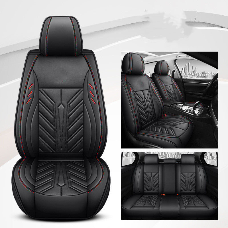 Coussin de siège de voiture tout compris, résistant à l'usure, entièrement en cuir, avec surpiqûres contrastées