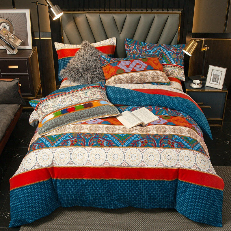 Four-piece Cotton Thickened Bedding For Autumn And Winter All Cotton Dormitory