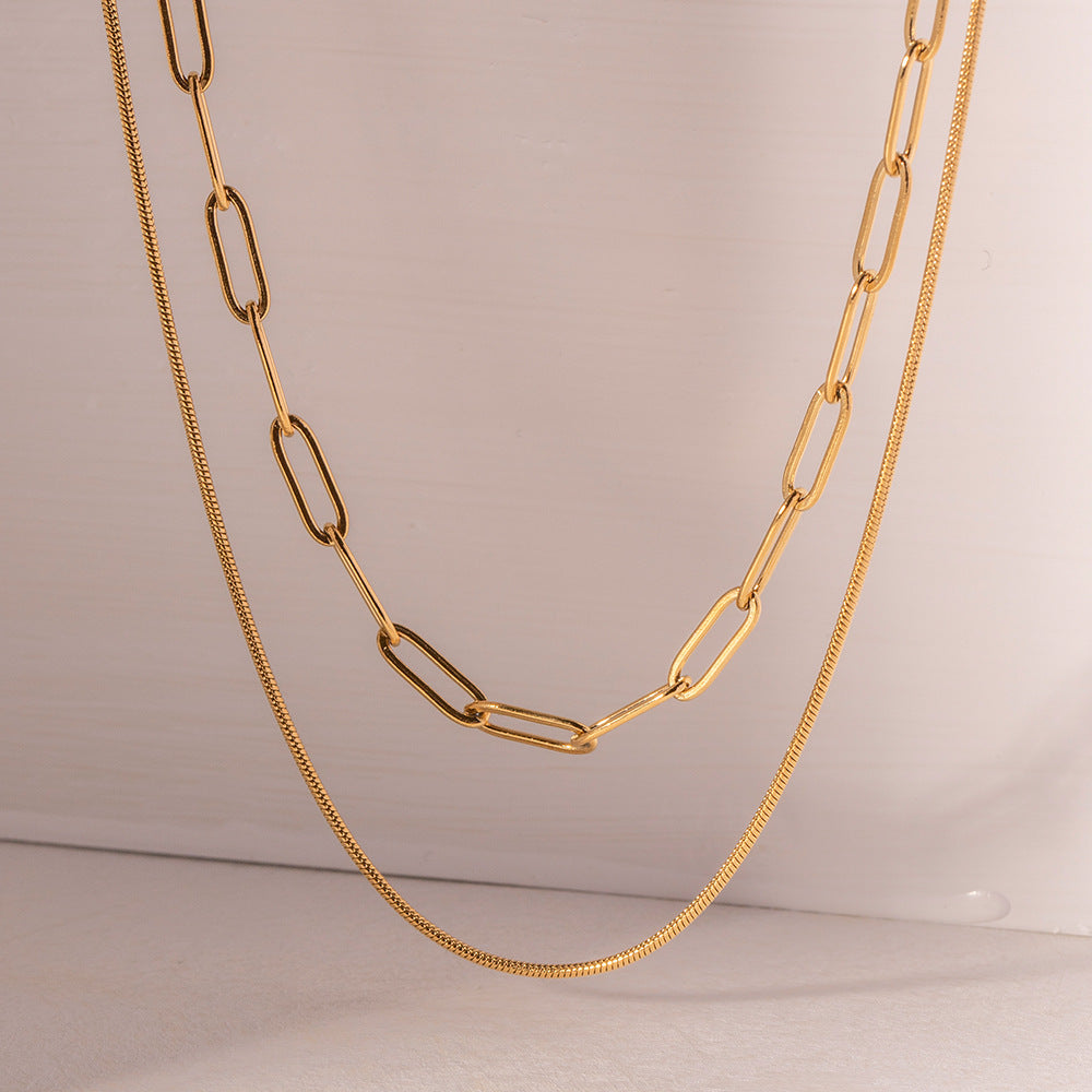 Personalized Double Layer Twin Hip Hop Clip Necklace