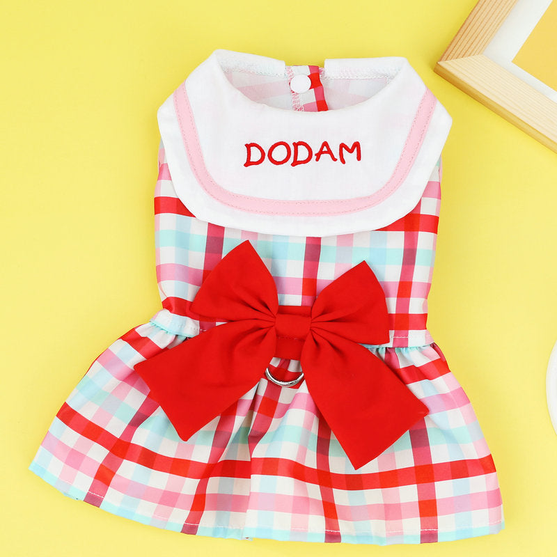 Vêtements Mignons pour Animaux de Compagnie Style Décontracté et Tendance Jupe à Nœud Polyvalente avec Laisse