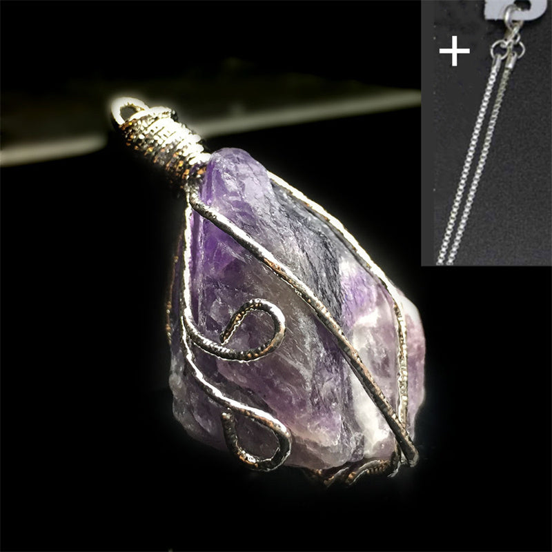 Natural Crystal Agate Rough Stone Pendant Irregular Winding