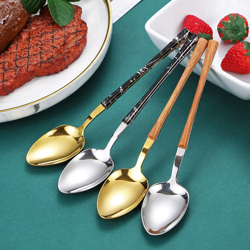 Couteau à steak, fourchette et cuillère à dessert en acier inoxydable