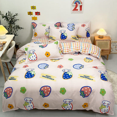 Parure de lit 4 pièces en coton aloe vera, housse de couette, textile de maison
