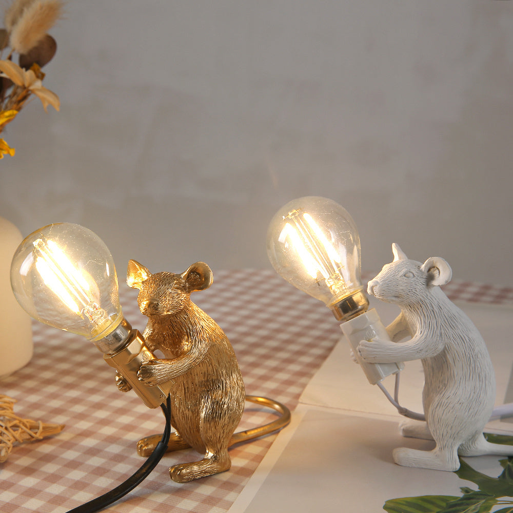 Lampe de Table Creative Nordique en Résine Souris Lumières LED Veilleuse Mini Lampes de Bureau Rat