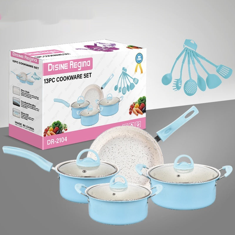 13 Pieces Pot Set Non-stick Pan Soup Omelette Ceramic Coating Pot Set
