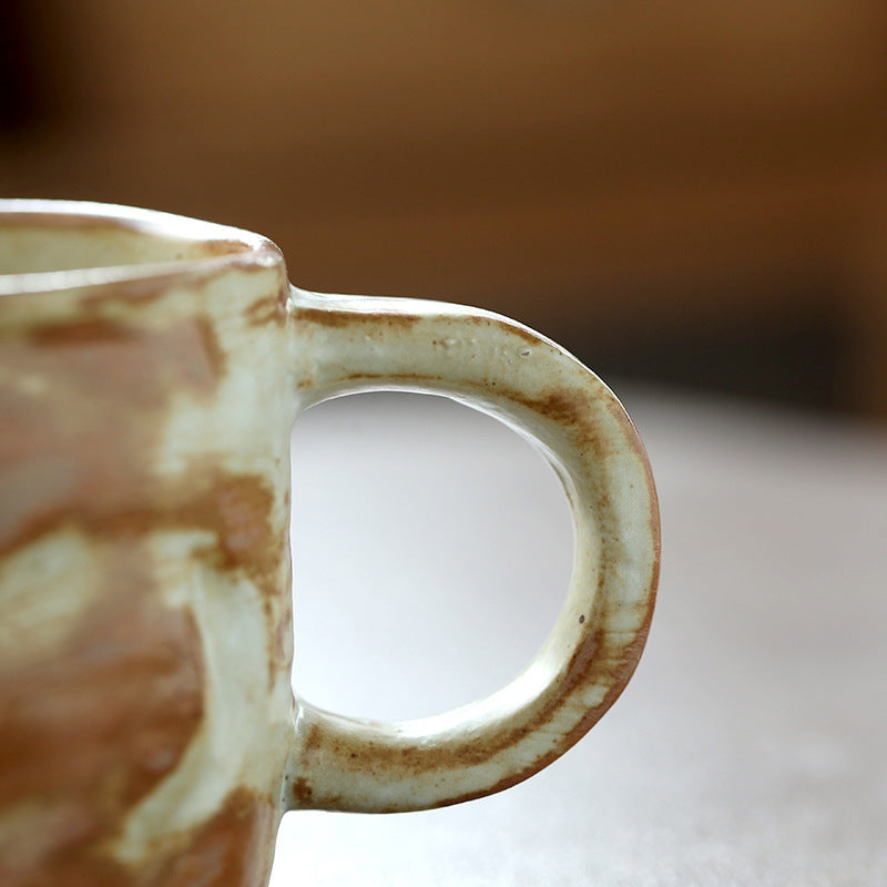 Stoneware Medieval Ceramic Simple Retro Coffee Cup And Saucer Suit