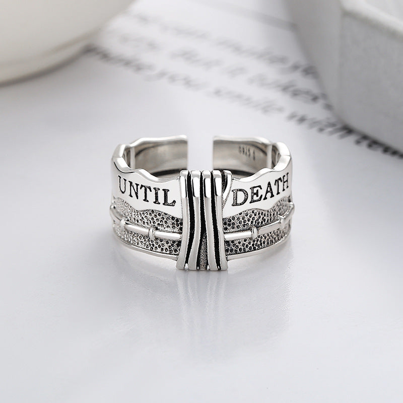 S925 Sterling Silver Retro Distressed Ring