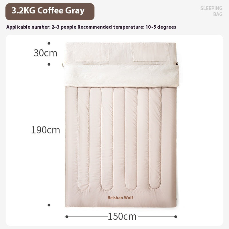 Double sac de couchage extérieur épaissi, protection contre le froid, sac de couchage de camping