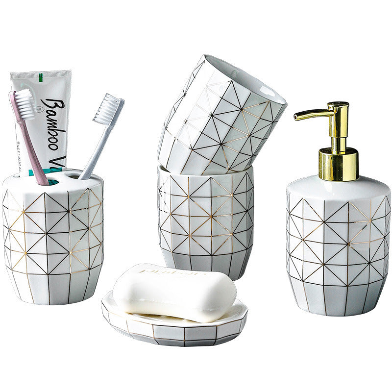 Ceramic Gold Wire Sanitary Ware Five Piece Set
