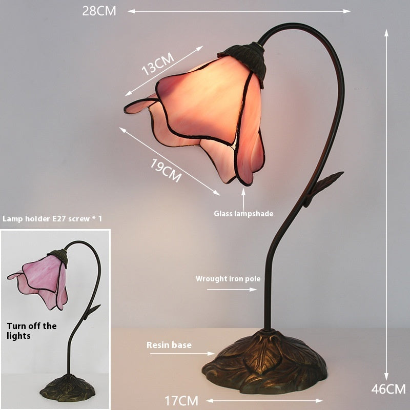 Retro American Desk Luxury Classical Sofa Tea Art Glass Table Lamp