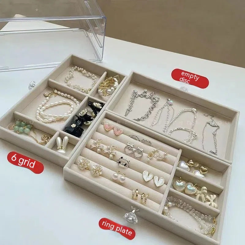 Boîte de rangement transparente pour bijoux (boucles d'oreilles, colliers)