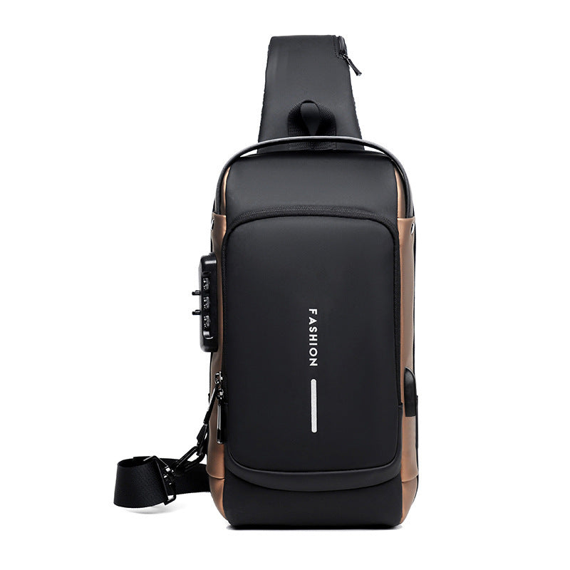 Sac de poitrine diagonal antivol rechargeable de grande capacité avec mot de passe