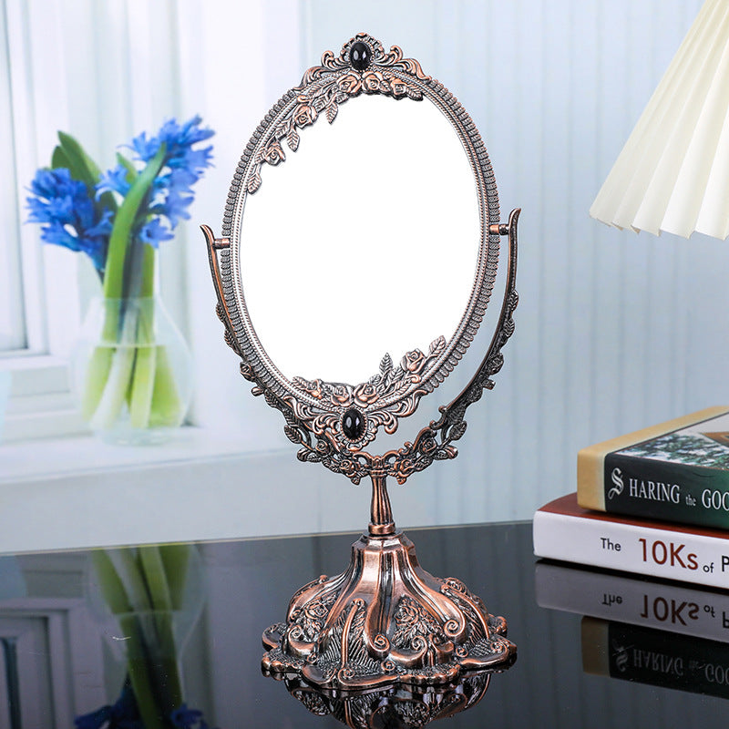 European Metal Reversible Retro Makeup Mirror