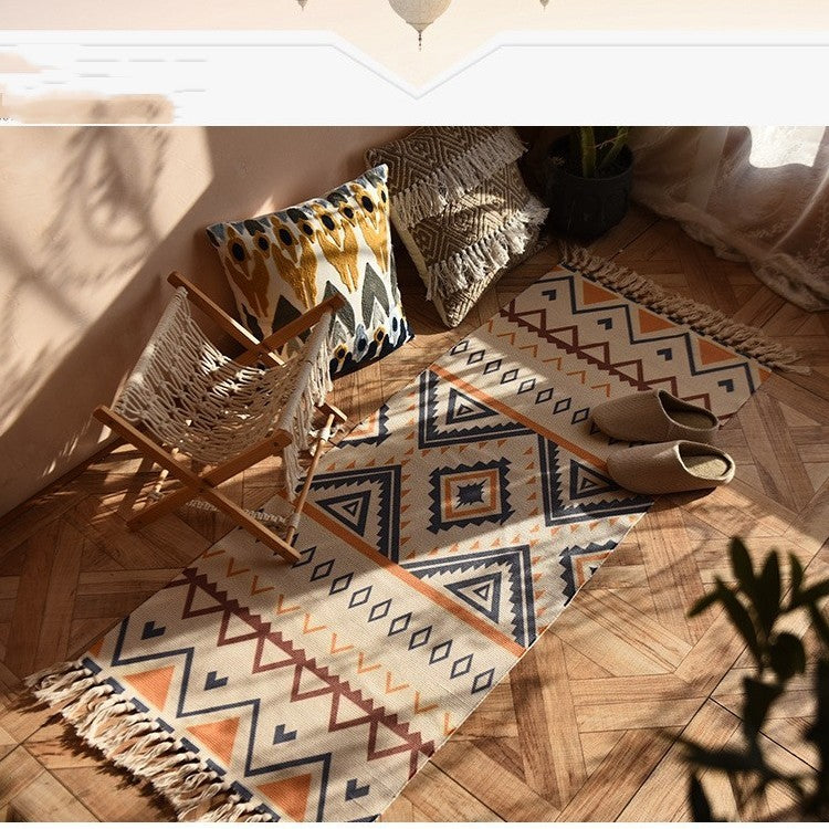 Vintage National Style Cotton Hemp Floor Mat