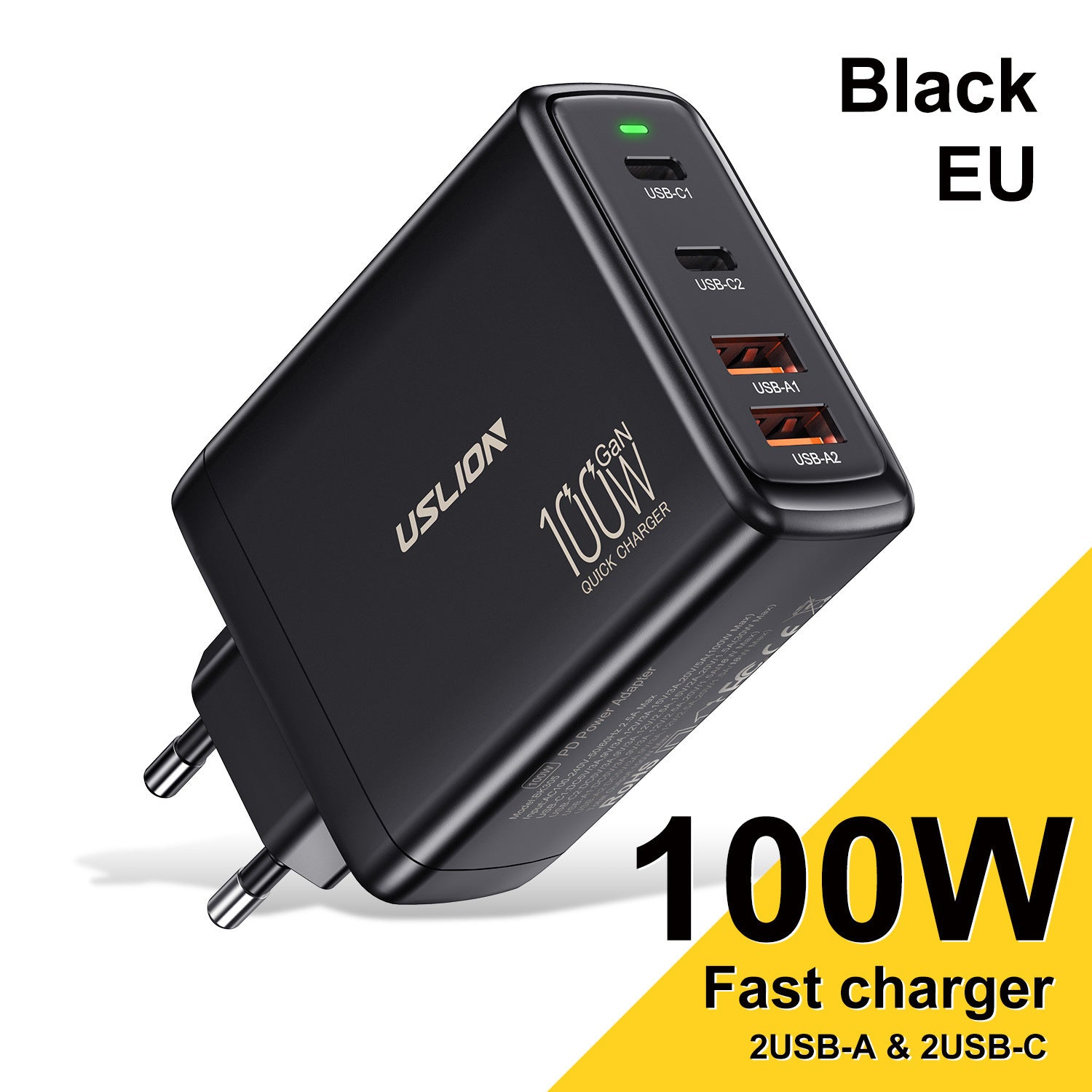 Chargeur à charge rapide 4 ports en nitrure de gallium 100 W