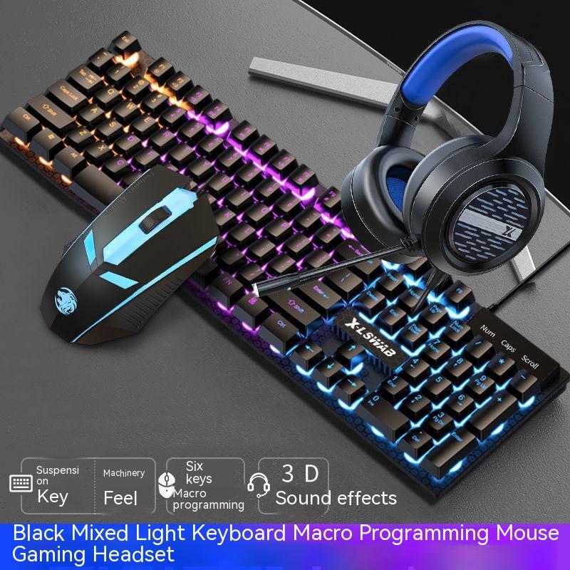 Punk Keyboard And Mouse Set Retro Round Parts Wired