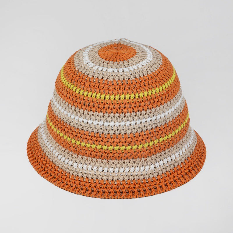 Dopamine Color Foldable Storage Bucket Hat Women's Fashion Color Woven Face Small Bucket Cap
