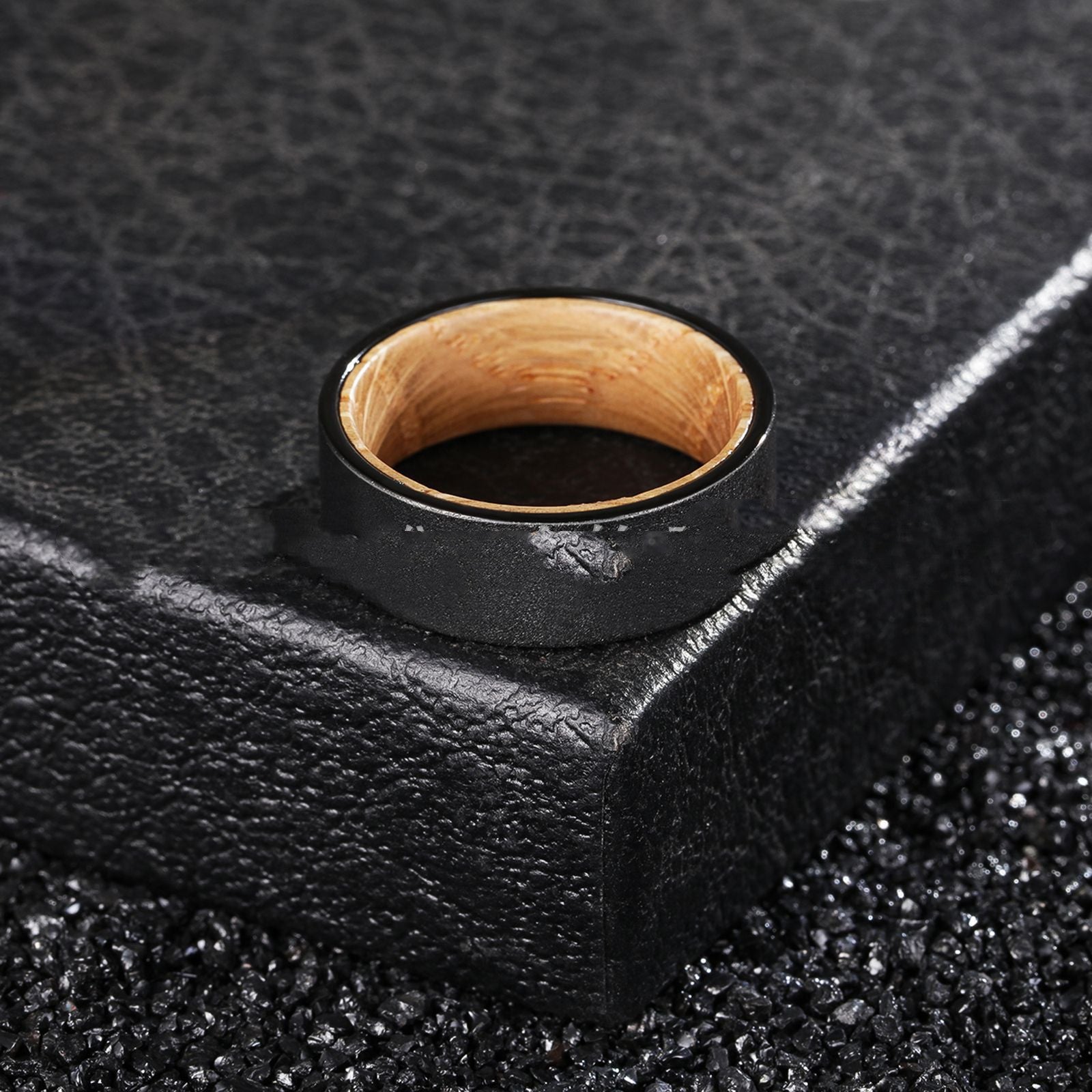 Frosted Men's Barrel Wood Wood Inner Ring