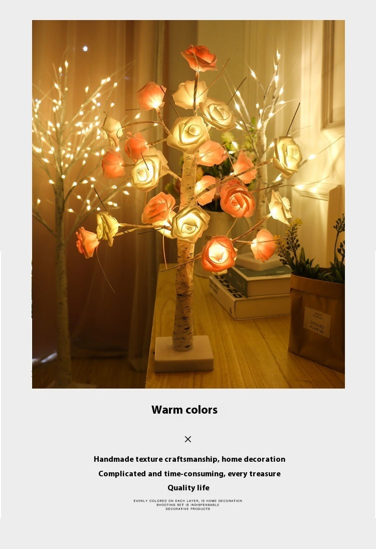 Lampe sapin de Noël Rose Scintillante