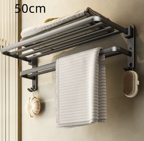 No-drill Bathroom Shelf Space Aluminum Towel Rack Storage Towel Holder Bathroom Hardware Accessory