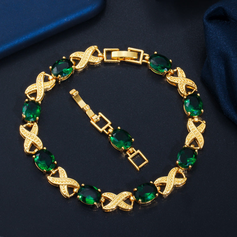 Simple Fashion AAA Zircon Bracelet Real Gold Plating