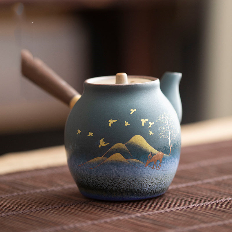 Théière en céramique, service à thé Kung Fu domestique à pot unique