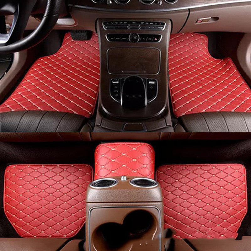 Tapis de pied universel en cuir matelassé brodé pleine couverture avec gouvernail droit