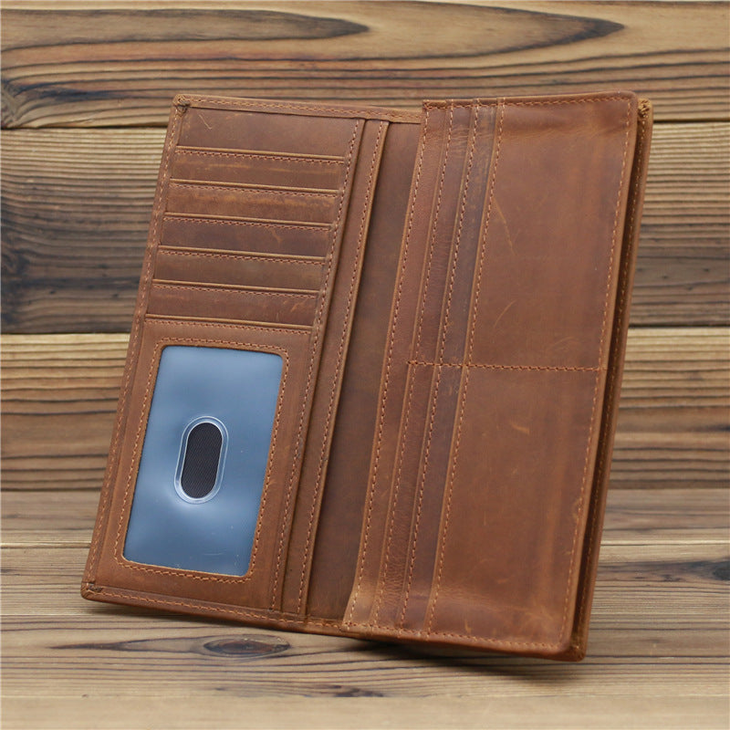 Portefeuille rétro en cuir de vachette première couche pure