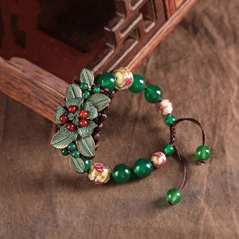 Bracelet Vert de Style Ethnique Yunnan Rétro Pour Femmes