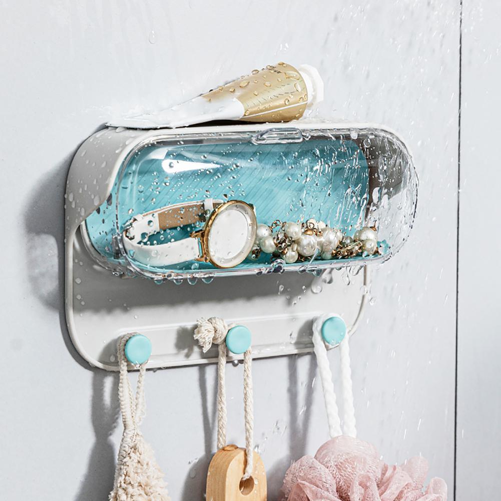 Soporte de pared para baño, práctico y sin perforaciones, para montar en la pared, para guardar vasos, ropa, llaves y accesorios.