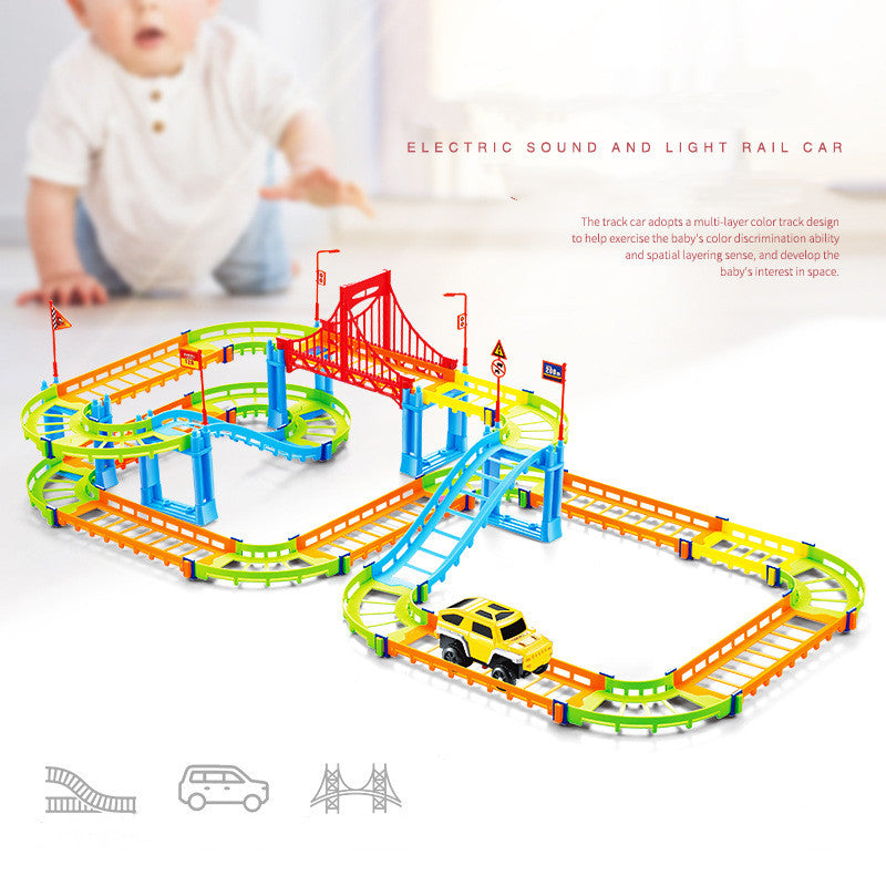 Children's Assembled Rail Car Toy Electric DIY High-speed