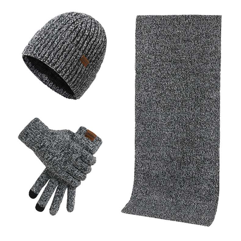 Ensemble Bonnet Tricoté Thermique, Écharpe et Gants Trois Pièces