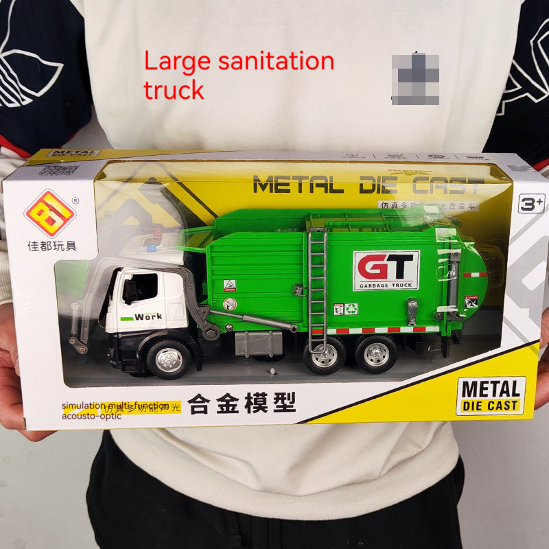 Jiadu Large Alloy City Sanitation Vehicle Model Garbage Cleaning Transport Truck Simulation Metal Engineering Vehicle Boxed