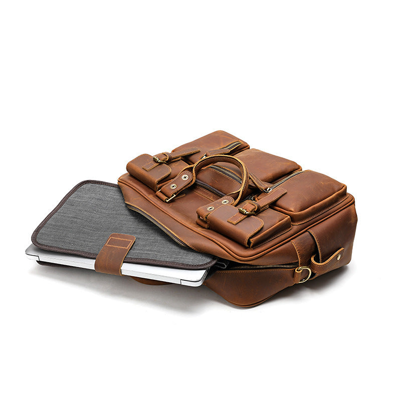 Sac bandoulière en cuir grande capacité pour homme