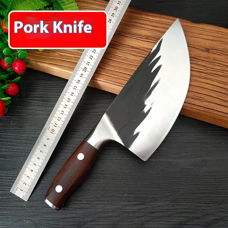 Hand-forged Carbonized Wood Hammer Pattern Butchers' Knife