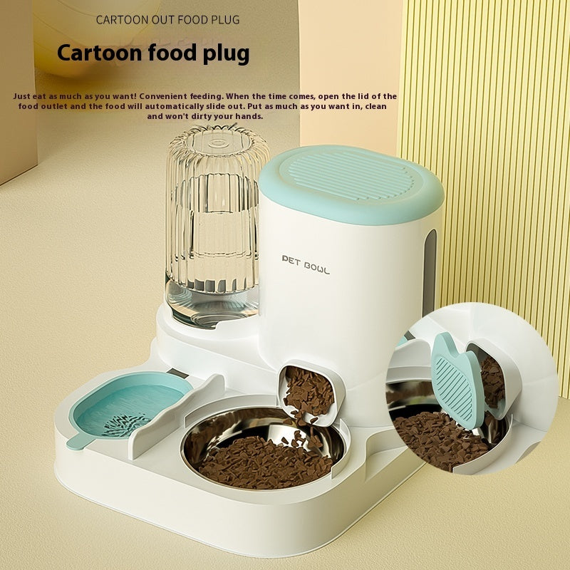 Gamelle pour chat, distributeur automatique d'eau, double gamelle intégrée en acier inoxydable