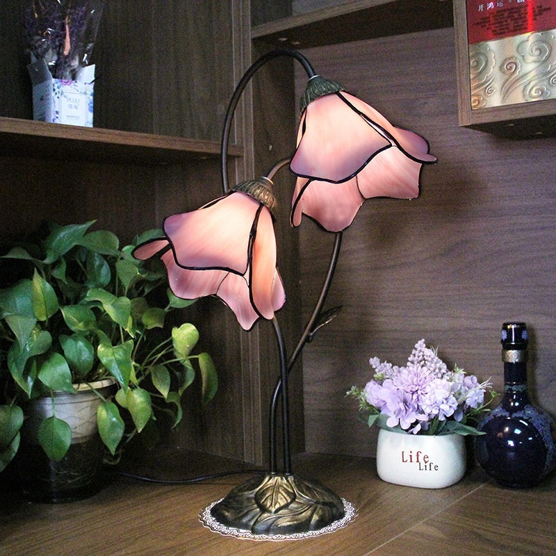 Retro American Desk Luxury Classical Sofa Tea Art Glass Table Lamp
