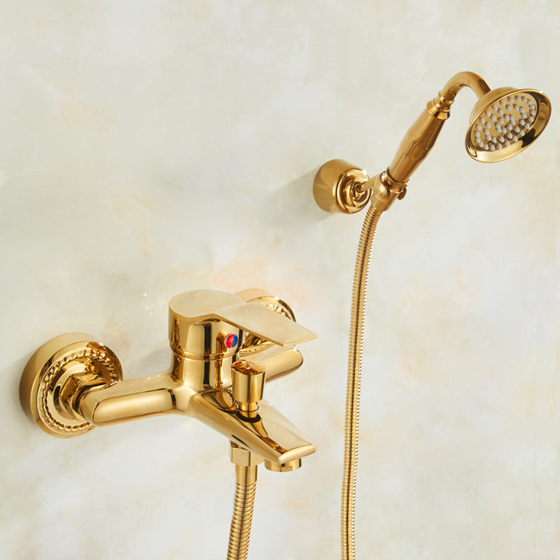Gold Full Copper Bathtub Hot And Cold Faucet Shower Set