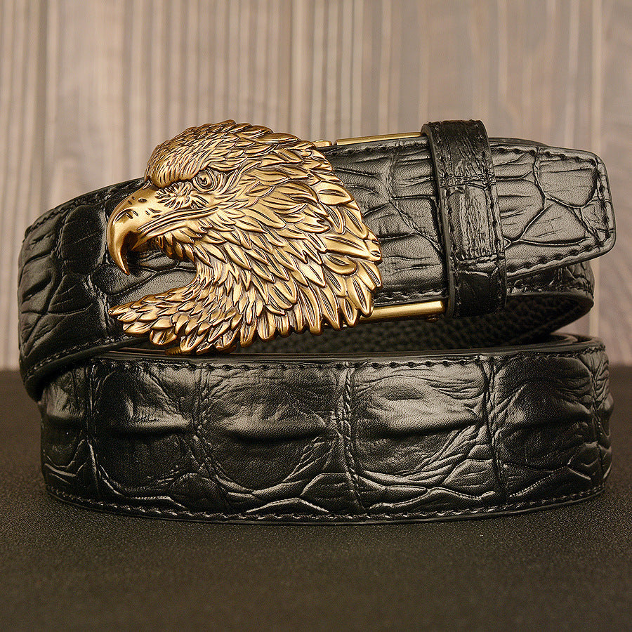 Ceinture en cuir double pour homme avec boucle automatique