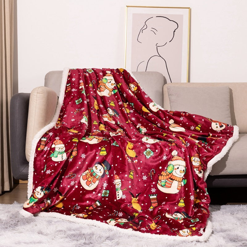 Flannel Christmas Blanket Double Layer