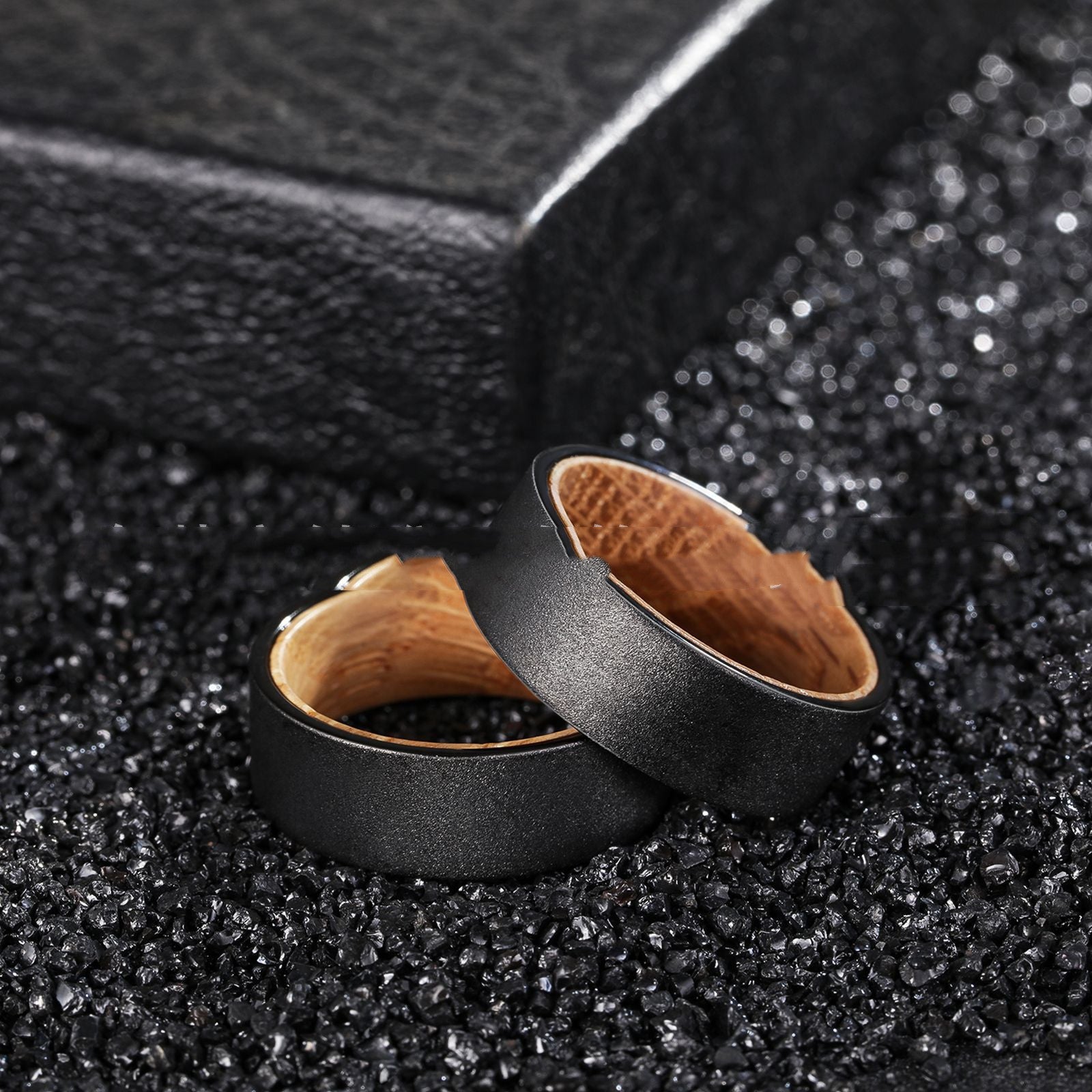 Frosted Men's Barrel Wood Wood Inner Ring