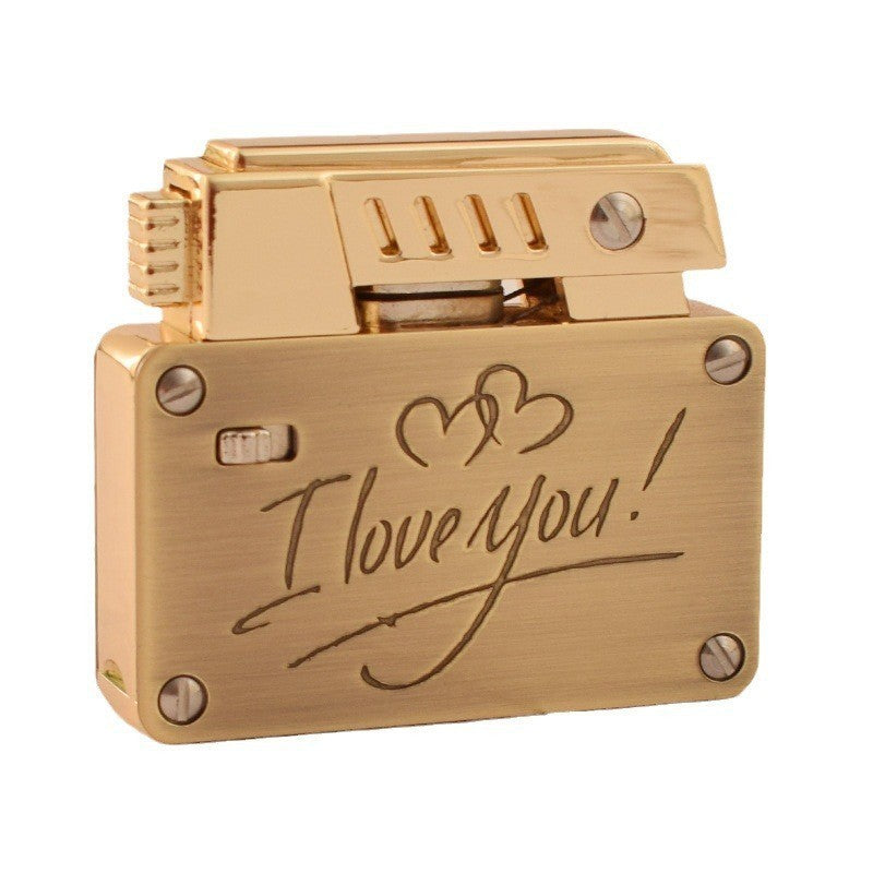 One-click Catapult Double Fire Creative Double-sided Carved Personality Lighter