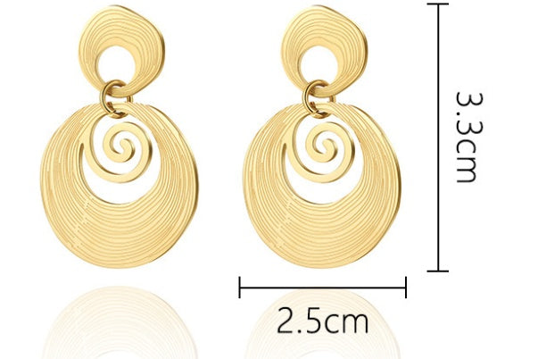 Ins Internet Celebrity Bread Texture Earrings 18K Gold-plated Stainless