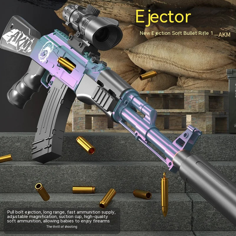 Manual Magazine Feeding Throw Shell Soft Elastic Toy Gun