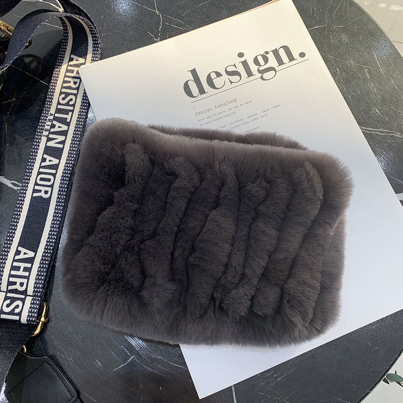 Rex Rabbit Fur Bandana Women's Winter Elastic Net Scarf Hair Band Wild Grass Plush Headband Children's Scarf