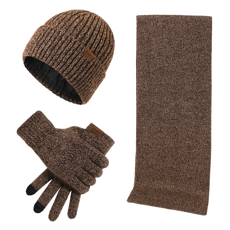 Ensemble Bonnet Tricoté Thermique, Écharpe et Gants Trois Pièces