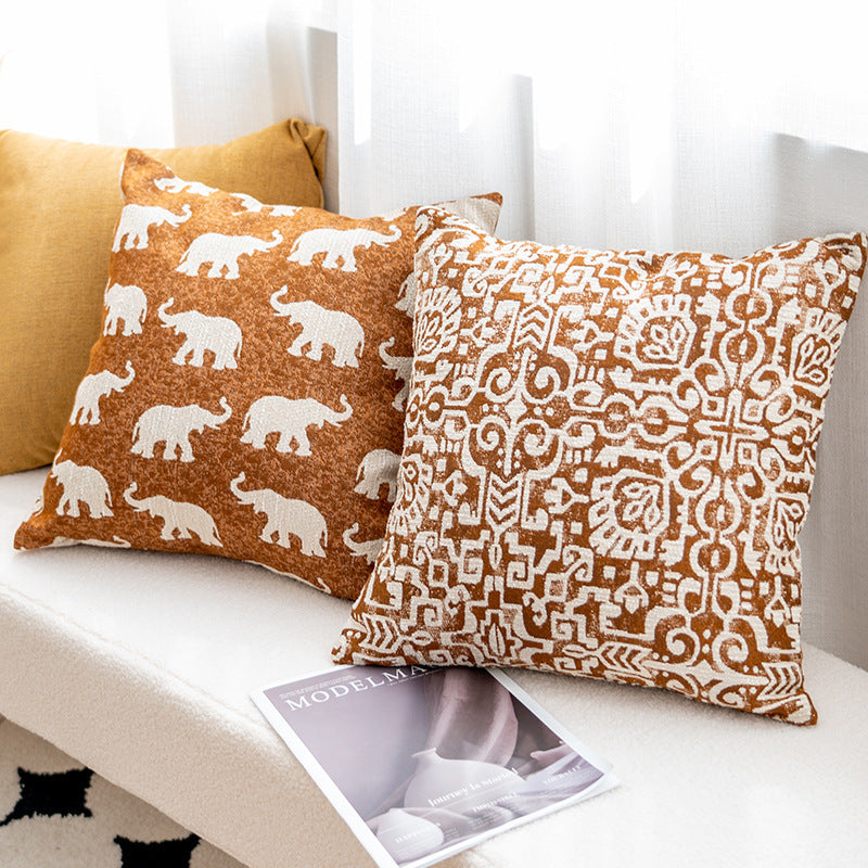 Ethnic Style Yarn-dyed Elephant Throw Pillow Cushion