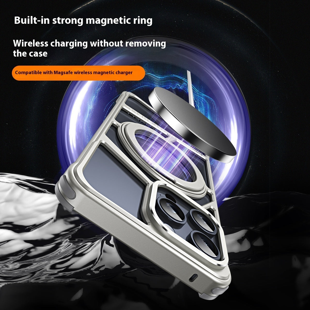 Rotating Bracket Magnetic Suction Metal Hollow Phone Case