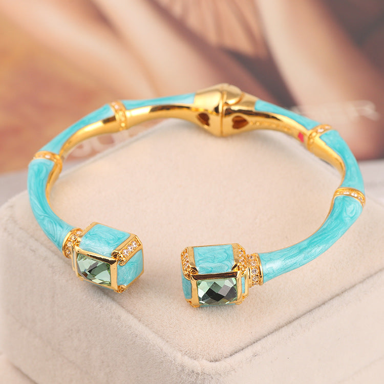 Fashion Jewelry Enamel Glaze Hand Painted Pearlescent Bamboo Bracelet