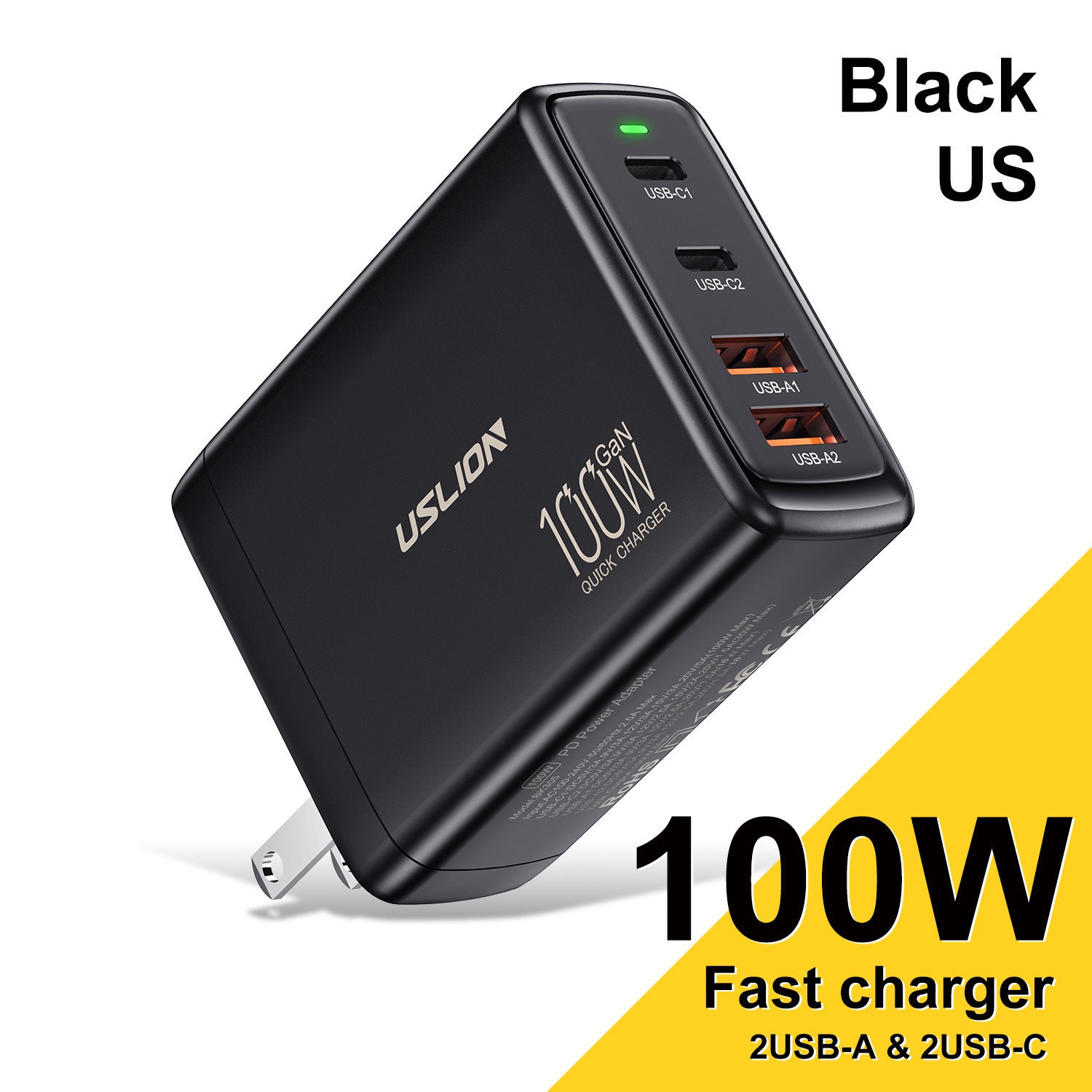 Chargeur à charge rapide 4 ports en nitrure de gallium 100 W